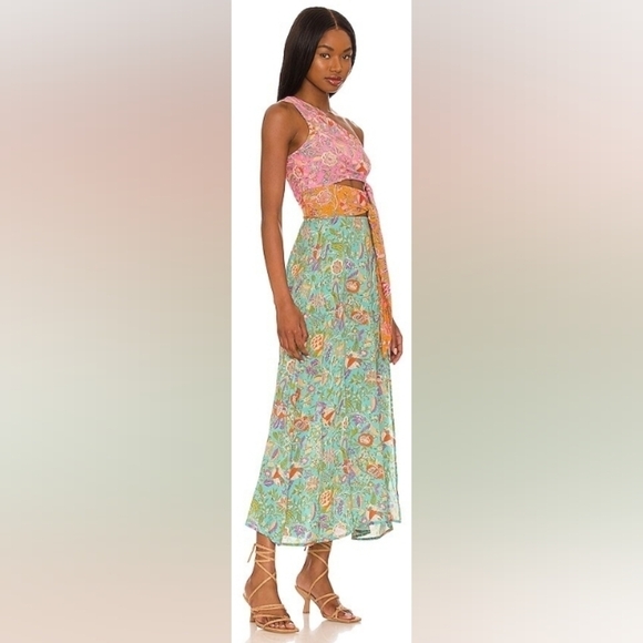 Love the label One Shoulder Midi Dress in Botanical Print sz M - Picture 2 of 12